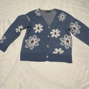 SHEIN Blue Floral Cardigan
